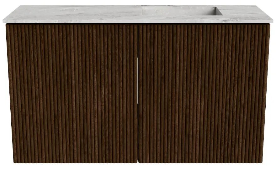 Mondiaz Joya DLux 70cm toiletmeubel walnut met wastafel faye rechts zonder kraangat glace