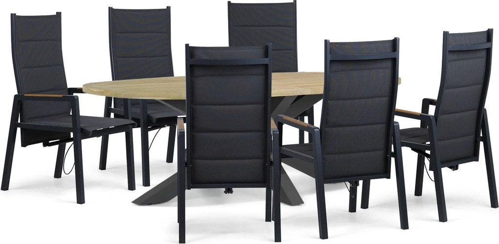 Tuinset 6 personen 240 cm Aluminium Grijs Lifestyle Garden Furniture Essence/Brookline