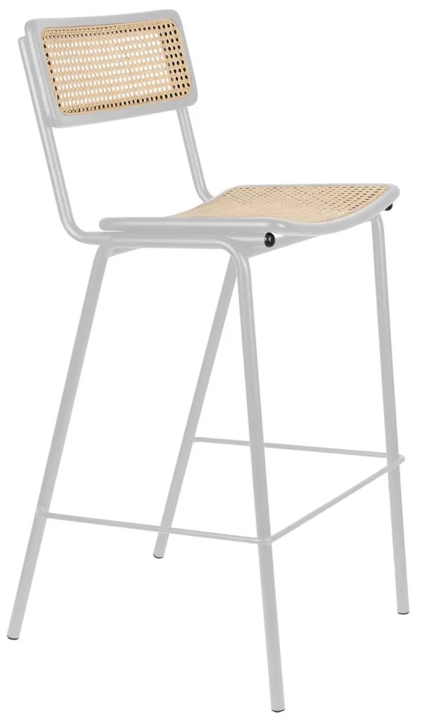 Zuiver Jort Hoge Retro Barkruk Met Rotan Grijs