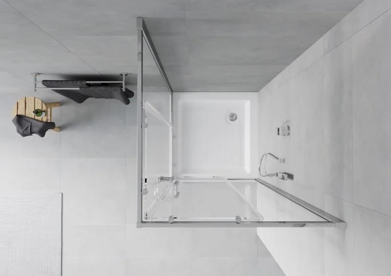 Mexen Rio vierkante douchecabine 80 x 80 cm, transparant, chroom + douchebak, wit - 860-080-080-01-00-4510