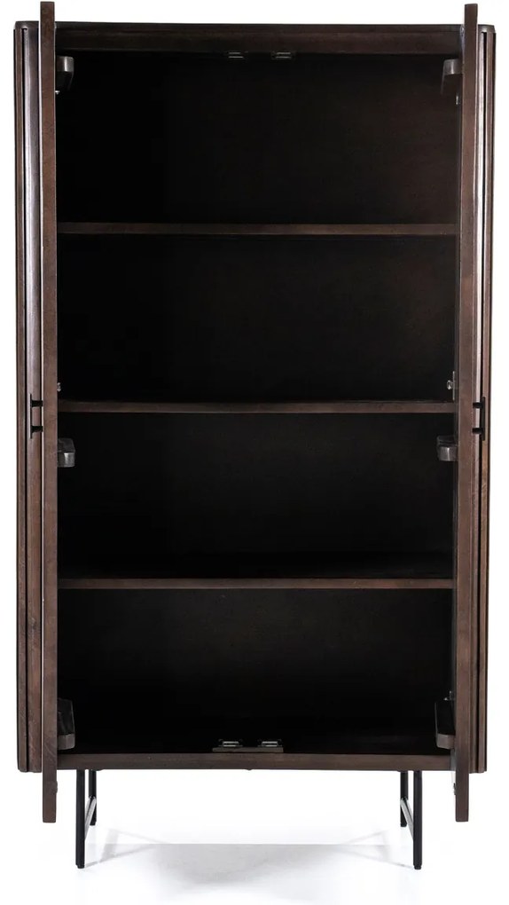 Eleonora Remi Donkerbruine Kast Met Houten Latjes - 96x45x170cm.