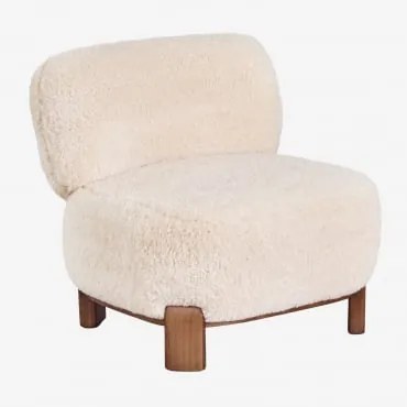 Set Van 2 Beklede Houten Fauteuils Eldred Crème Beige Synthetisch Haar - Sklum