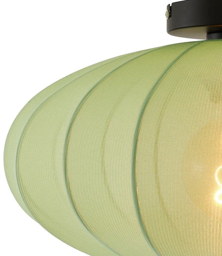 Japandi plafondlamp groen met stoffen kap - Bida Design E27 rond Binnenverlichting Lamp