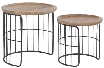 Ronde Nestbijzettafels Van Gerecycled Hout Ound Style Zwart - Sklum