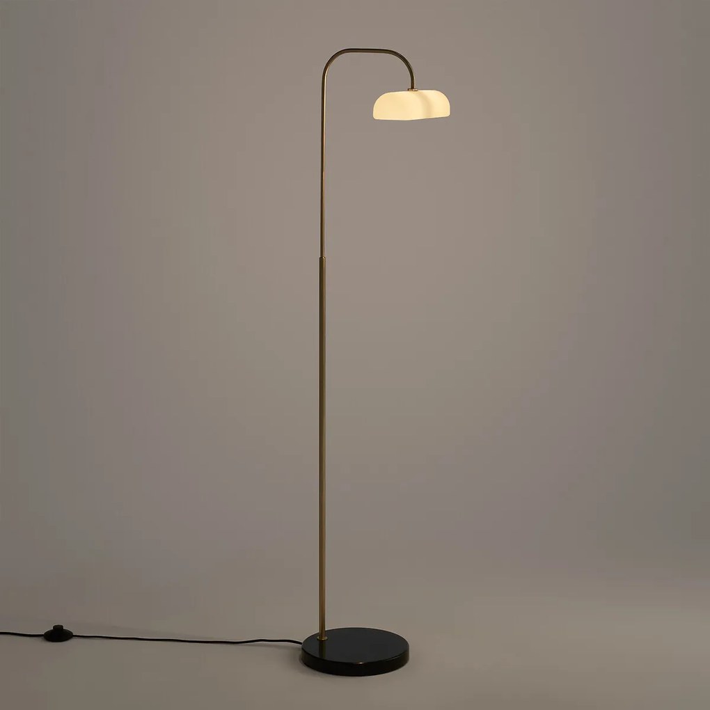 Staande lamp in opaline glas, messing en marmer, Nota