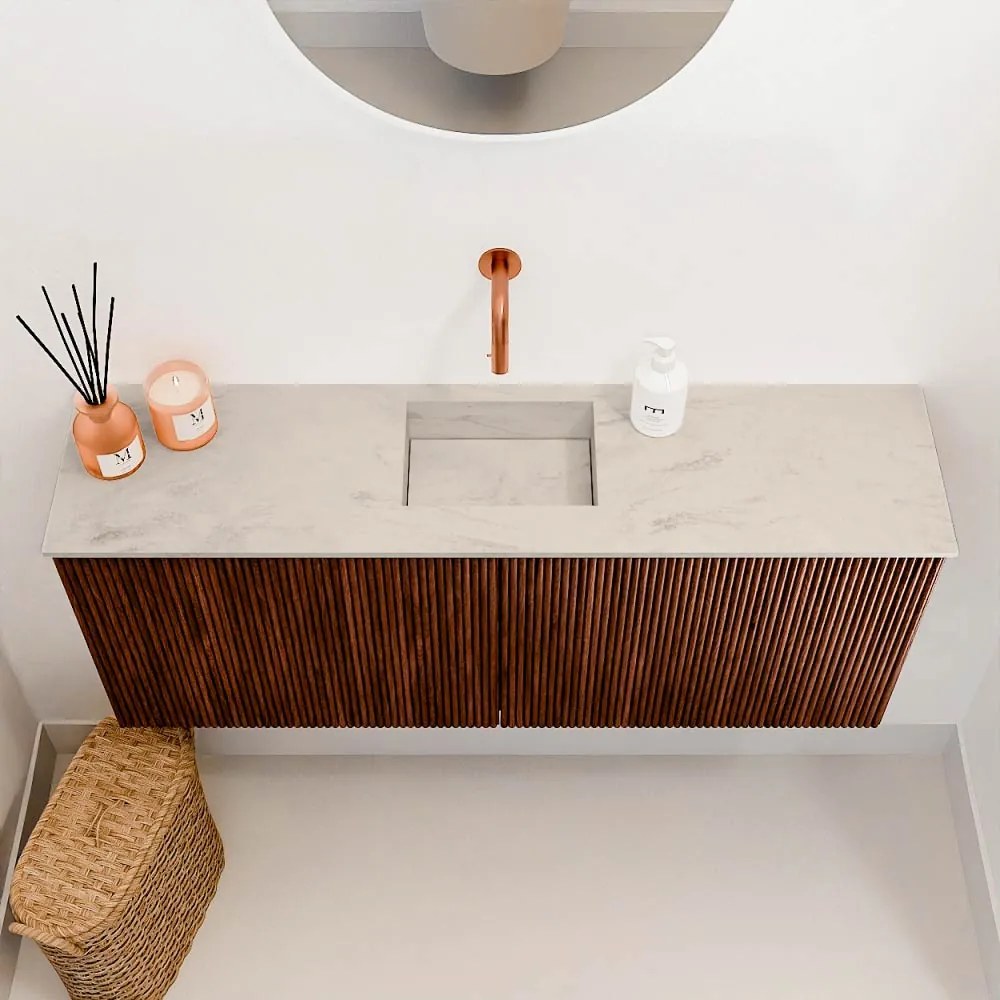 Mondiaz Joya DLux 100cm toiletmeubel ruby met wastafel faye midden zonder kraangat opalo