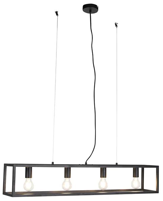 Eettafel / Eetkamer Industriële hanglamp zwart - Cage 4 Industriele / Industrie / Industrial E27 Binnenverlichting Lamp