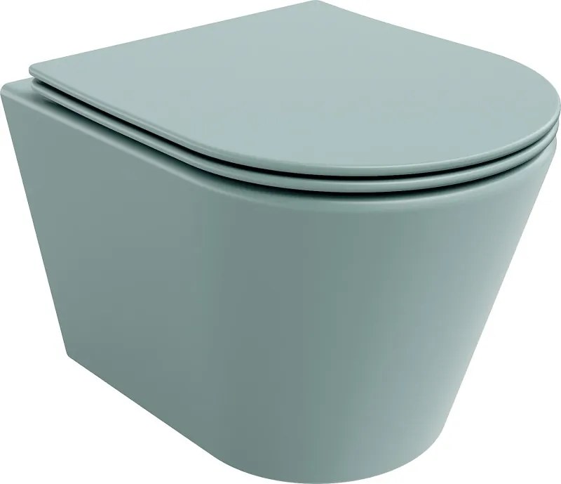 Mexen Rico wc-pot Rimless met soft-close slim zitting, duroplast, lichtgroen mat - 30724048