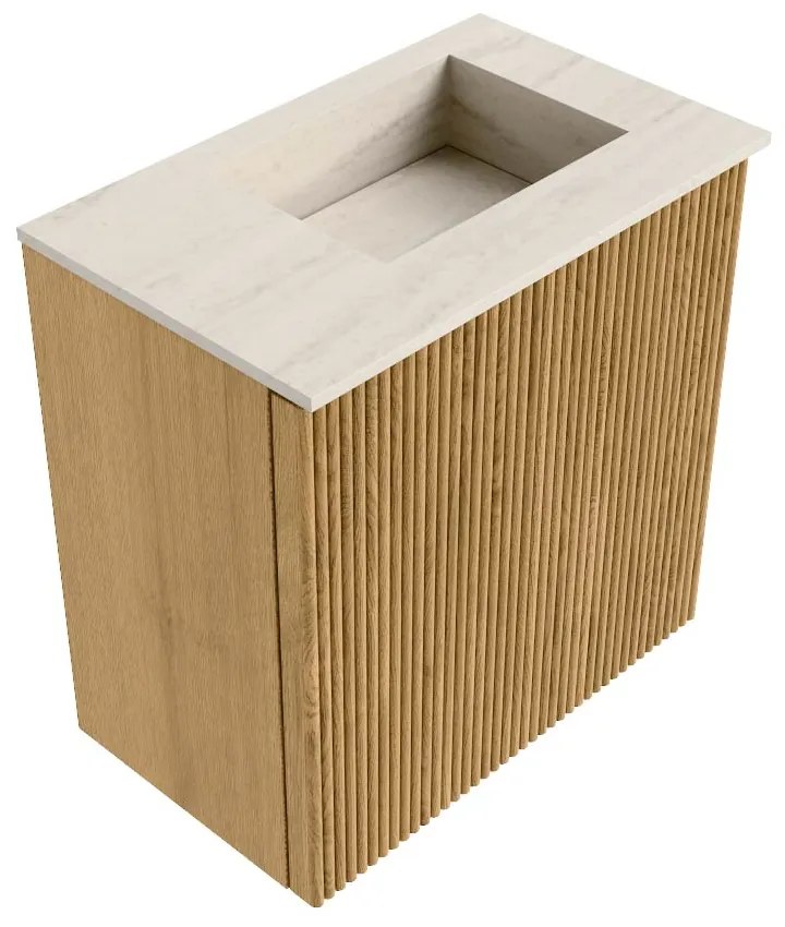 Mondiaz Joya DLux 40cm toiletmeubel oak met wastafel faye rechts zonder kraangat meli