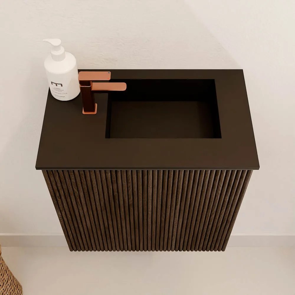 Mondiaz Joya 40cm toiletmeubel walnut met wastafel faye rechts 1 kraangat urban