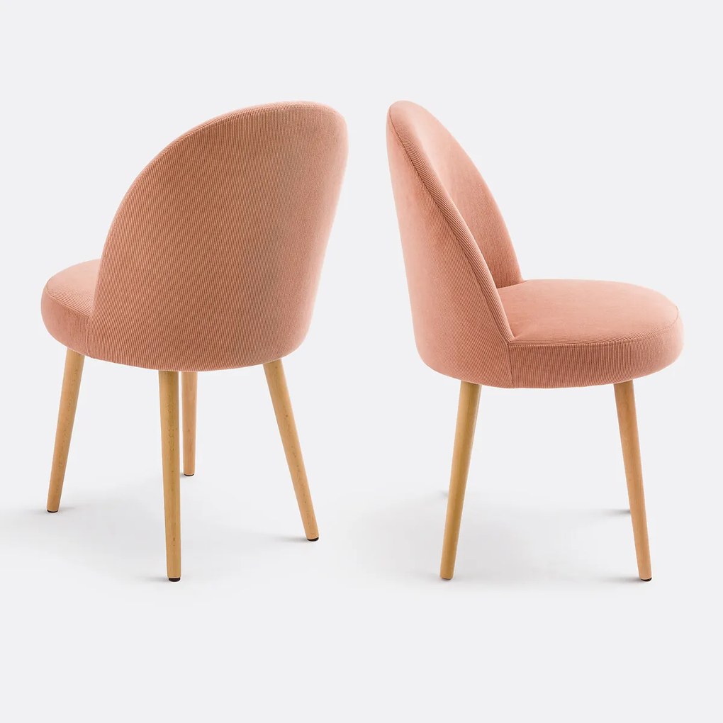 Set van 2 ribfluwelen stoelen Inès