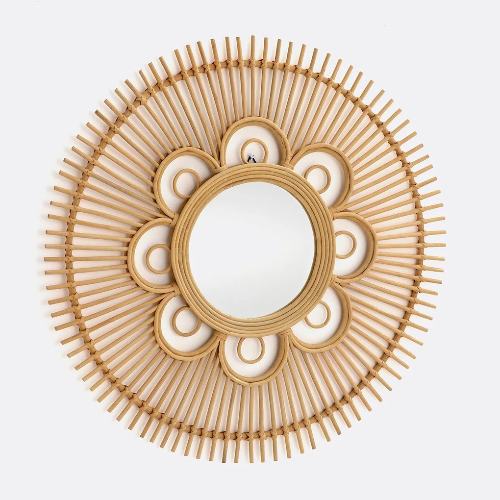 Ronde spiegel in rotan, bloemvormingØ90 cm, Nogu