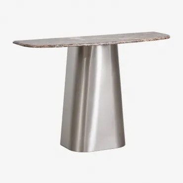 Moreila Halfronde Console 120x40 Cm In Natuursteen En Roestvrij Staal Bruin Marmer Emperador - Sklum