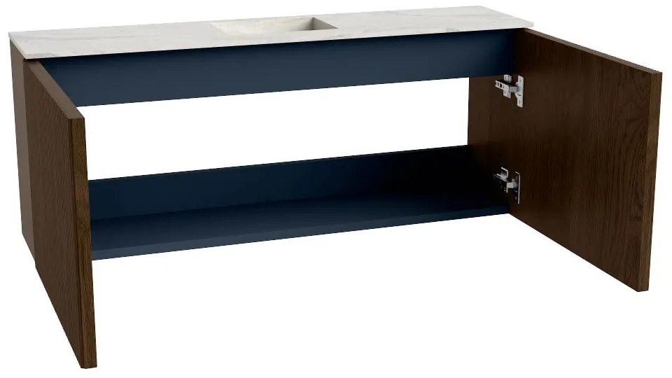 Mondiaz Joya DLux 100cm toiletmeubel walnut met wastafel faye midden zonder kraangat opalo