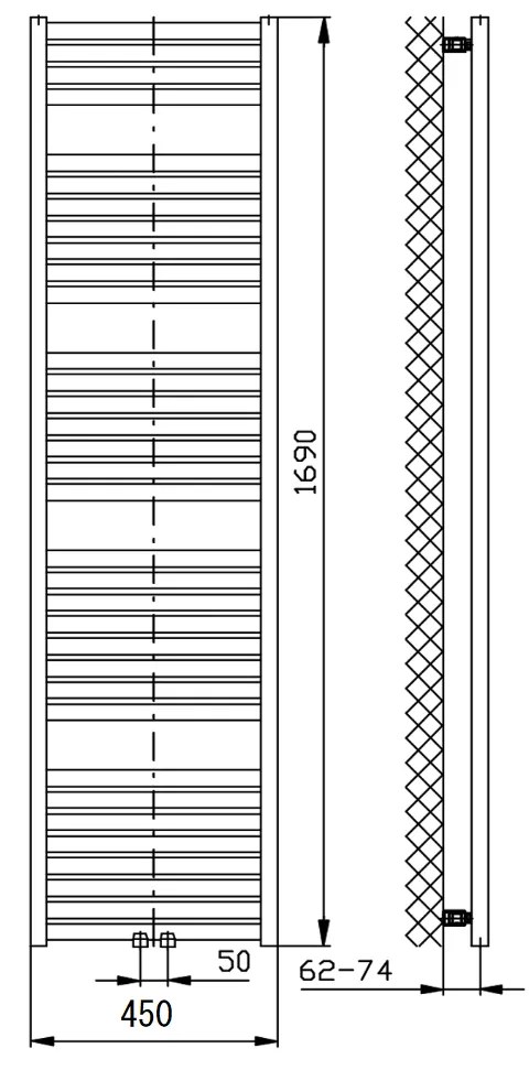 Sapho Tondi verwarmingsradiator zwart mat 169x45cm 716W