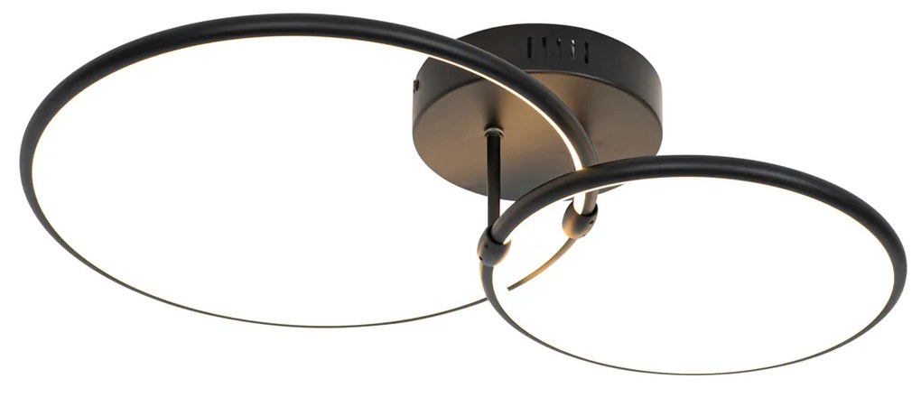 Design plafondlamp zwart incl. LED 3-staps dimbaar 2-lichts - Joaniqa Modern rond Binnenverlichting Lamp