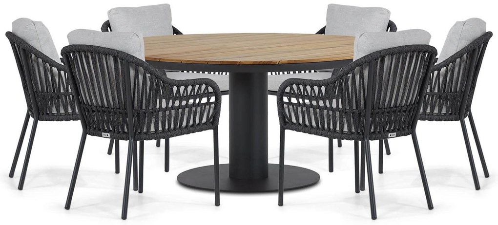 Tuinset Ronde Tuintafel 6 personen 160 cm Aluminium/rope Grijs Coco Puerto/Salerno