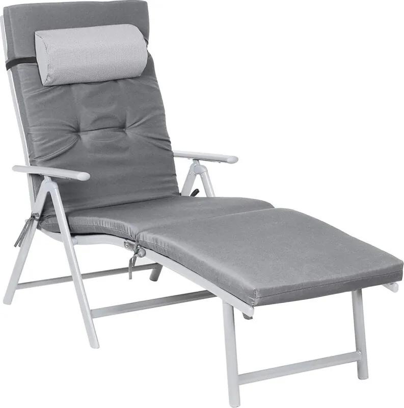 Loungestoel 183 x 60 cm aluminium grijs 3 delig