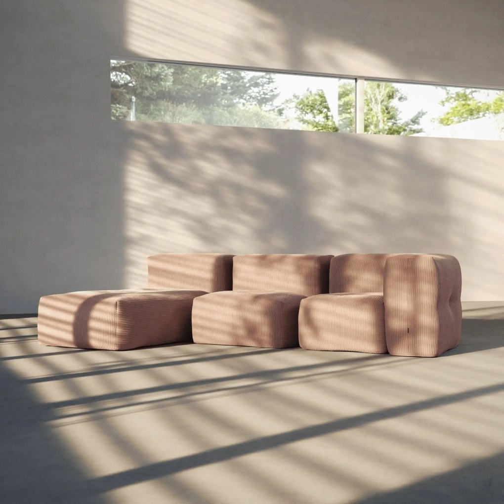 Soft Zitzak Indoor 3 Seater + Lounger - Corduroy Rose