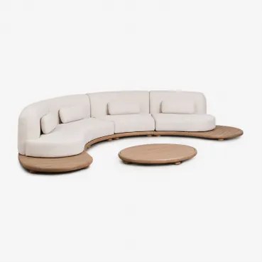 Tuinset Met 4-delige U-vormige Modulaire Bank En Ovale Salontafel 120x95 Cm Van Acaciahout Gerard Lichte Acaciekleur - Sklum