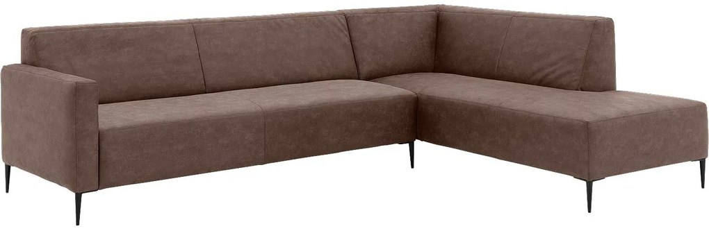 Goossens  Key West bruin, micro leer, 3-zits, modern design met ligelement rechts