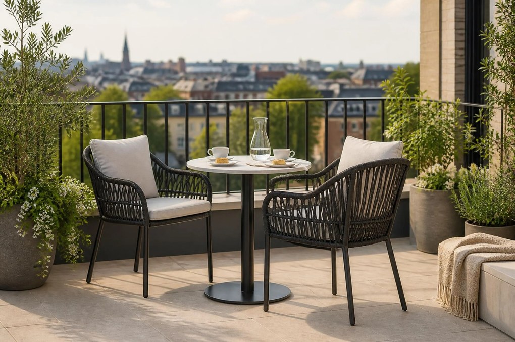 Tuinset Ronde Tuintafel 2 personen 70 cm Aluminium/rope Grijs Coco Puerto/Como