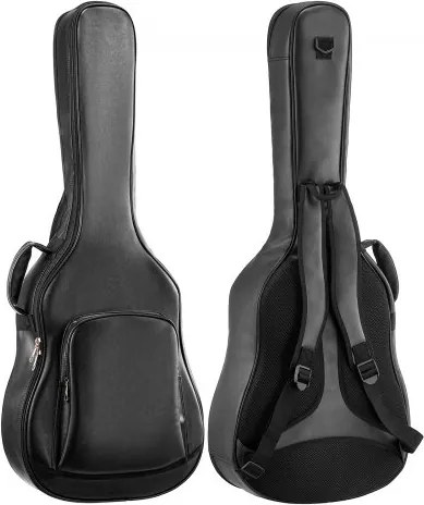 VEVOR Gitaartas voor 41-inch akoestische gitaren met handvat, zwart, gitaarrugzak met schuimvulling, extern accessoirevak en schouderbanden, 1195 mm PU-leren gigbag