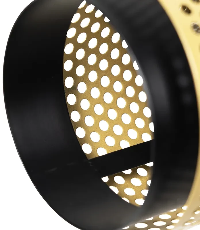 Industriële vloerlamp zwart met goud 3-lichts - Kayden Industriele / Industrie / Industrial E14 Binnenverlichting Lamp