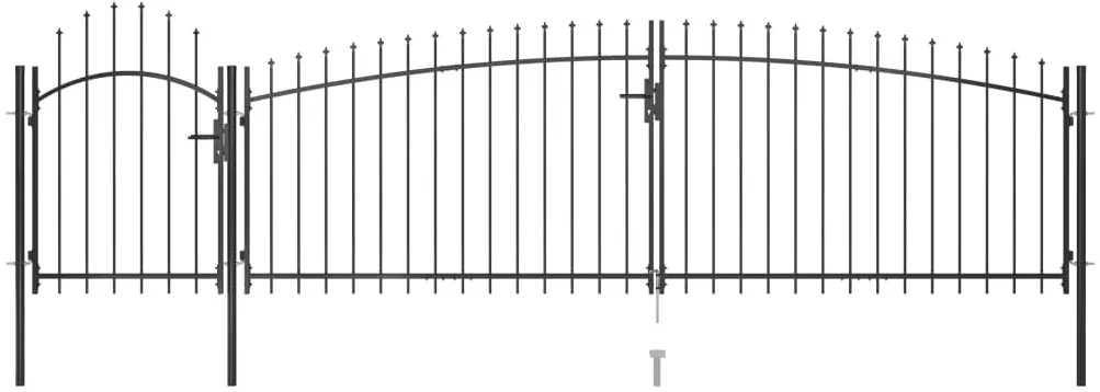 vidaXL Poort met speren bovenkant 5x1,75 m zwart