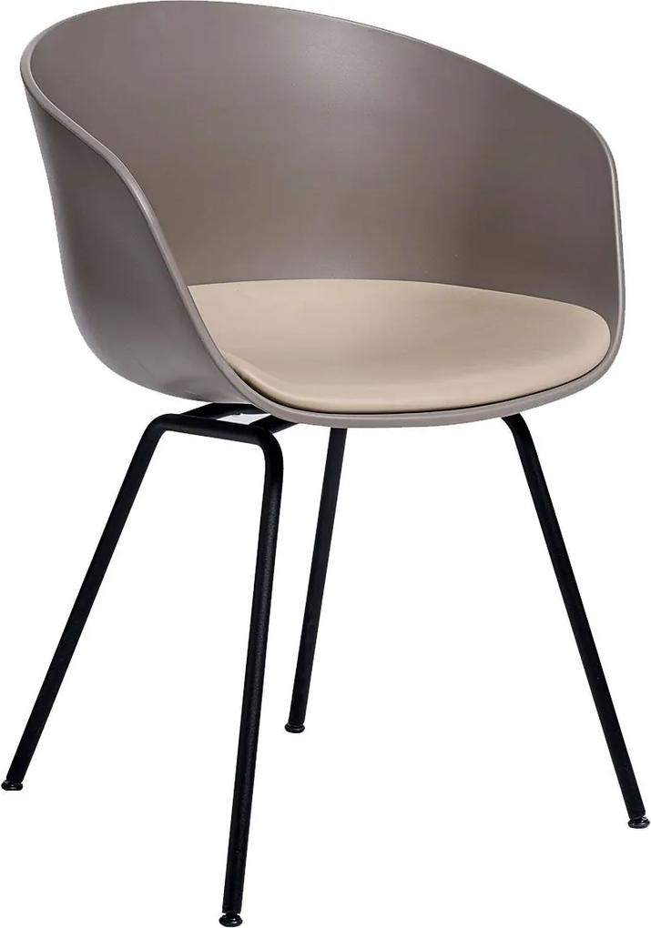 Hay About a Chair AAC26 stoel met vast zitkussen concrete grey Silk Leather 0197 zwart onderstel