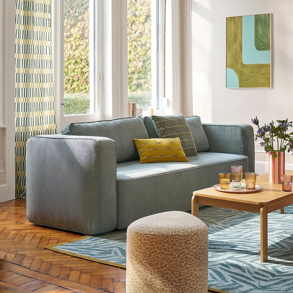 Vierkante kussenhoes, geborduurd katoenfluweel, JANAE