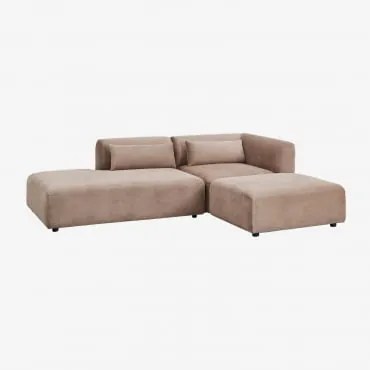 Modulaire Hoekbank Van 2 Delen Met Linker Divan En Poef Fogler Corduroy Kameelbruin - Sklum