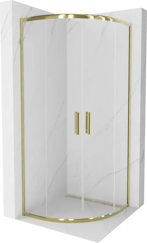 Mexen Rio halfronde douchecabine 80 x 80 cm, transparant, goud - 863-080-080-50-00