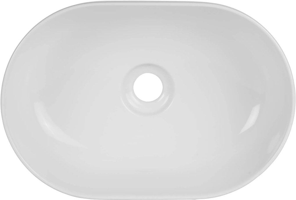 Saqu Pescara ovale waskom 45x31x16cm keramiek glanzend wit