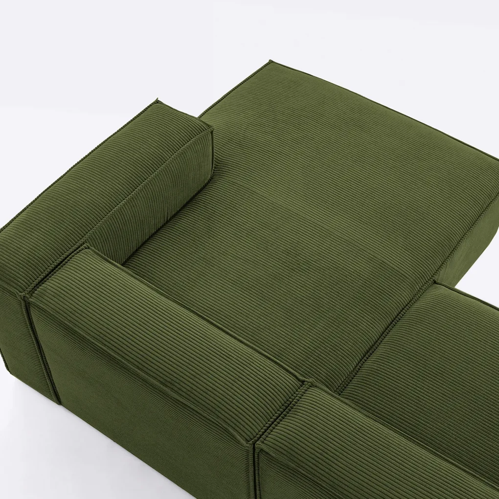 Kave Home Blok Moderne Hoekbank 300 Cm Ribstof Groen Chaise Longue Rechts