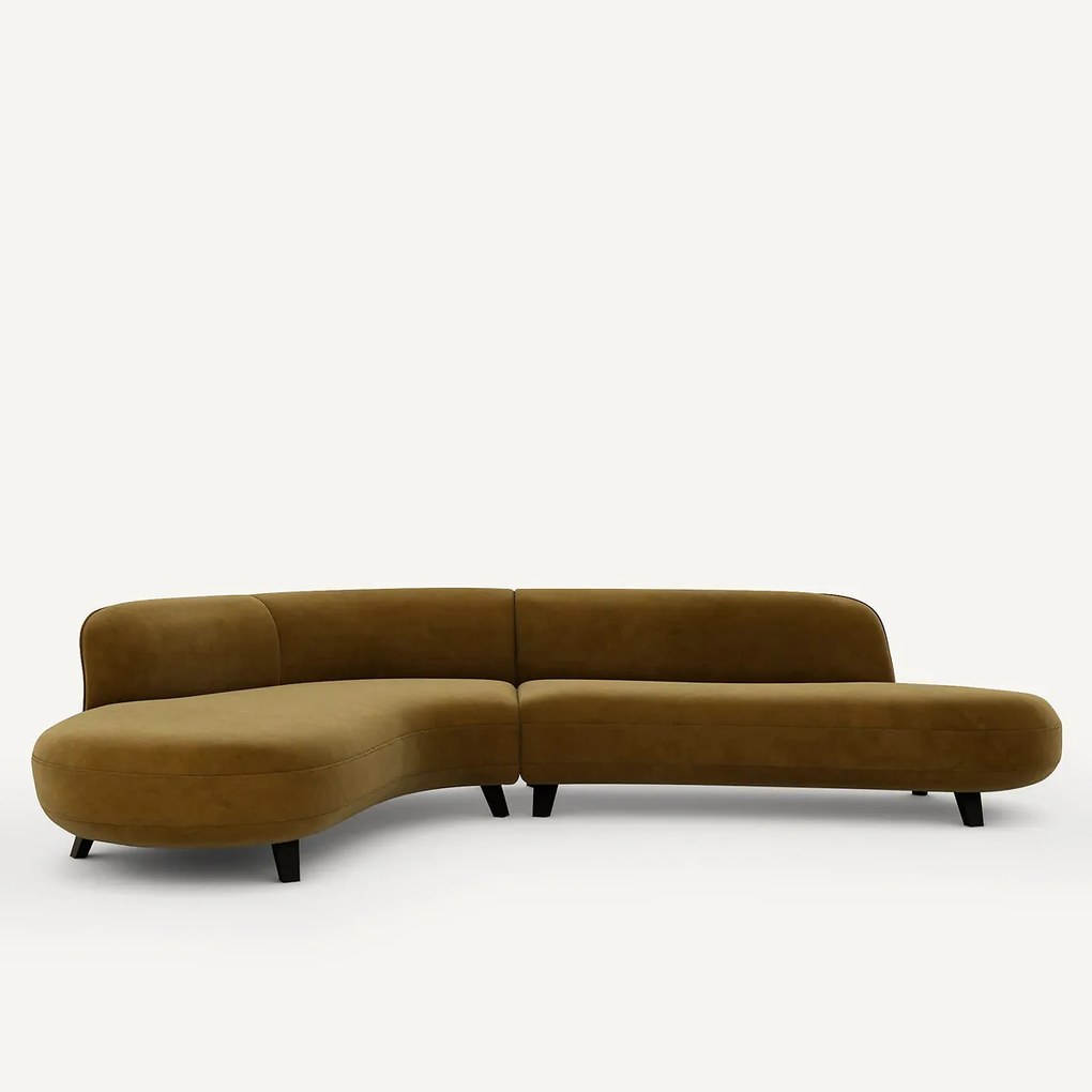 Fluwelen hoekbank, Rosebury, ontwerp Emmanuel Gallina