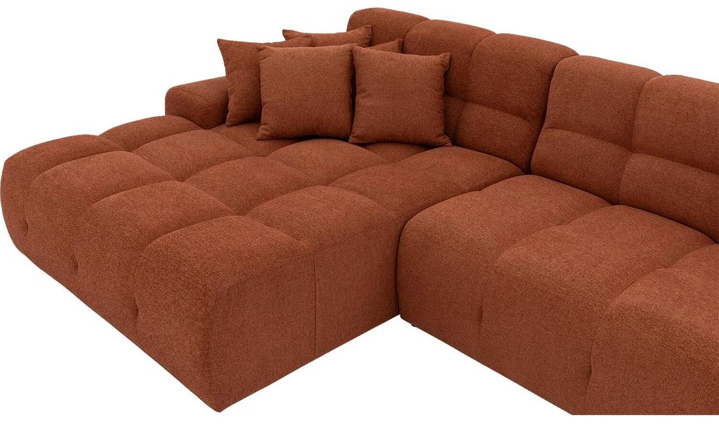 Goossens Excellent Bank Kubus bruin, stof, 1,5-zits, modern design met chaise longue links