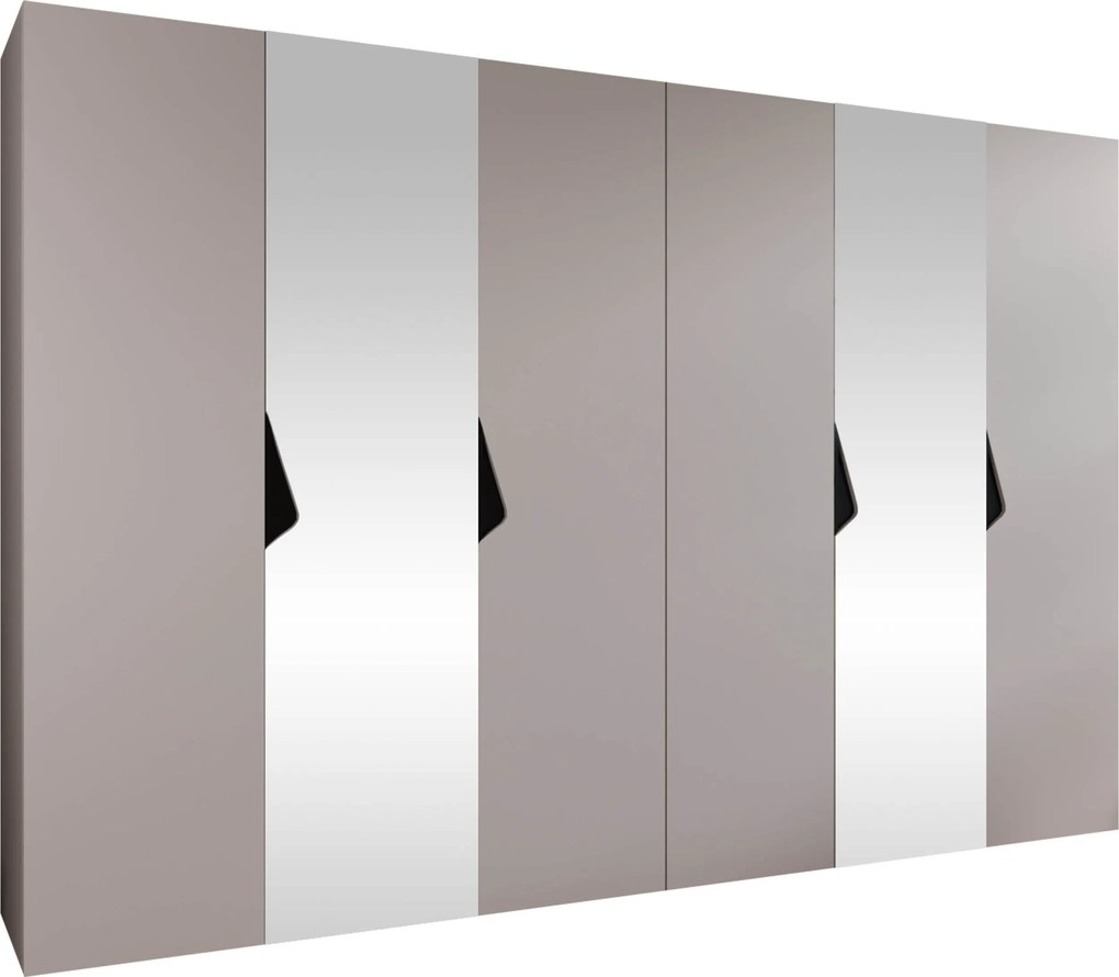 Kledingkast Hartford 627, Kasjmier, Zwart, 202x300x52cm, 210.5 kg, Kledingkast deuren: Met scharnieren