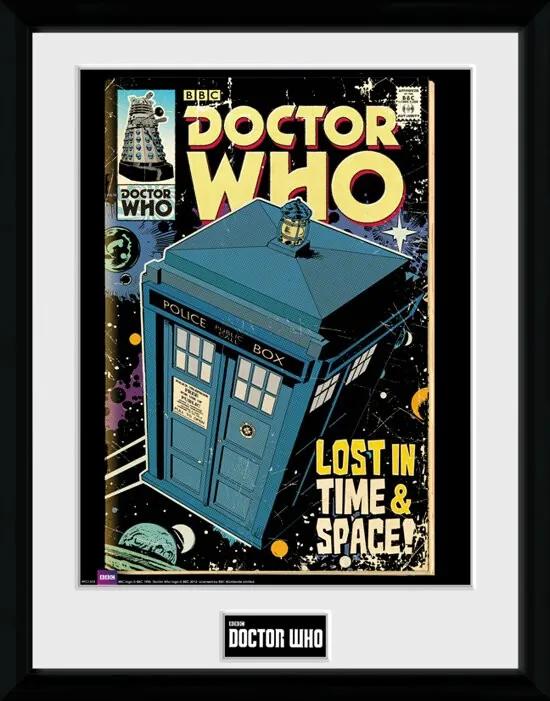 Framed collector print met kader 30 x 40cm Doctor Who Tardis Comic