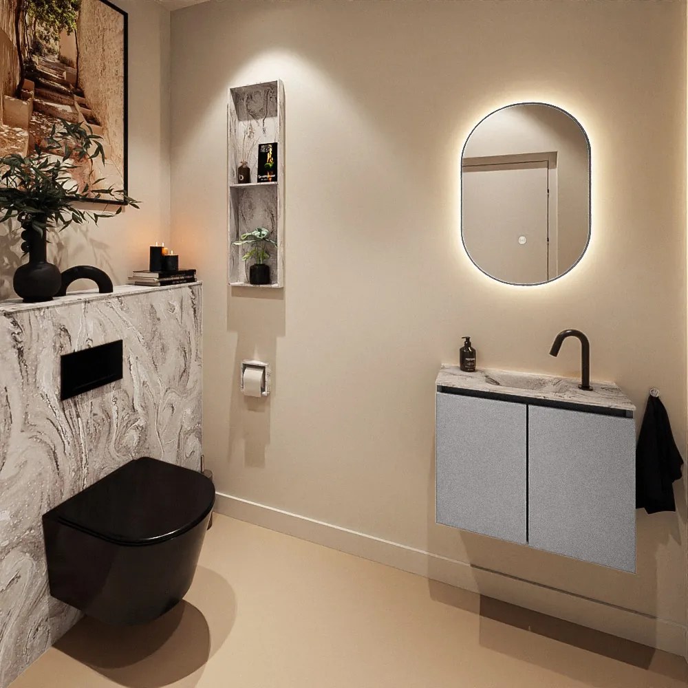 Mondiaz Ture DLux toiletmeubel 60cm plata met wastafel glace midden met kraangat