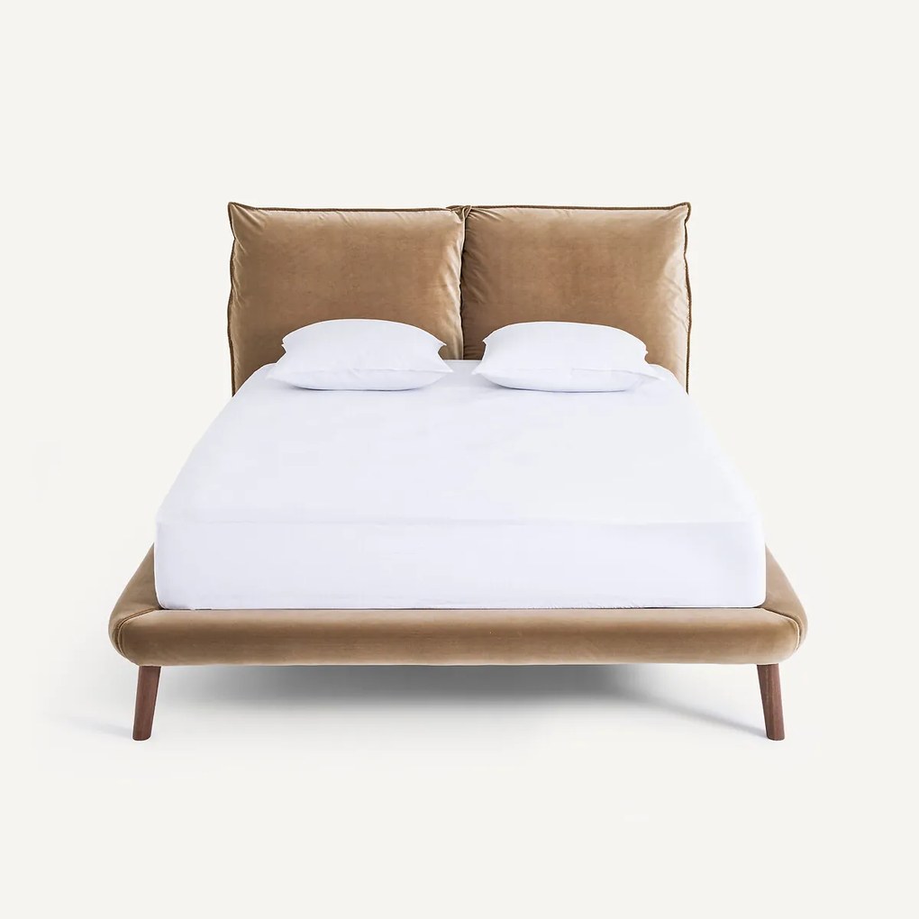Fluwelen 2-persoons bed, Aurore, ontwerp Emmanuel Gallina