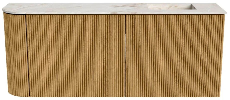 Mondiaz Joya DLux 100cm toiletmeubel ronding links oak met wastafel faye rechts zonder kraangat frappe