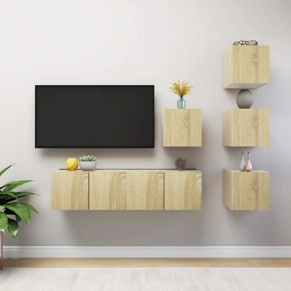 vidaXL 6-delige Tv-meubelset spaanplaat sonoma eikenkleurig