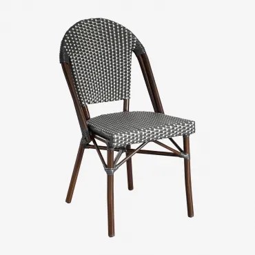 Set Van 2 Brielle Bistro Aluminium Stapelbare Eetkamerstoelen Grijs – Grafiet - Gardenia Wit - Sklum