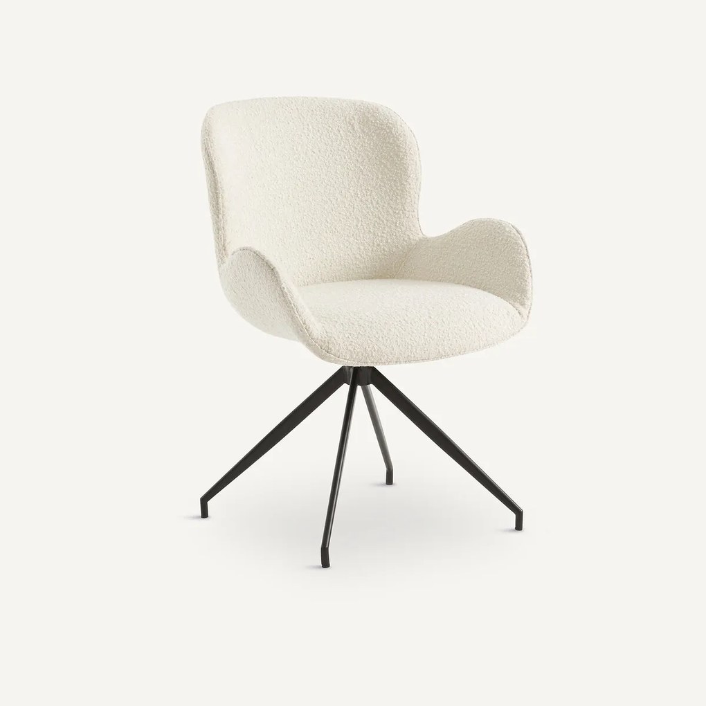Draaiende tafelfauteuil, bouclé stof, Asyar