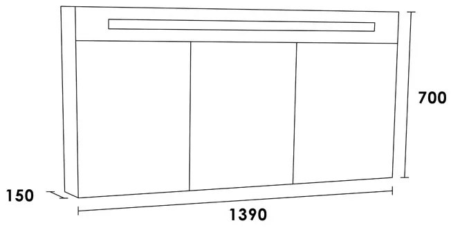 Brauer Promise Deluxe spiegelkast 140cm met 3 deuren en verlichting wit glans