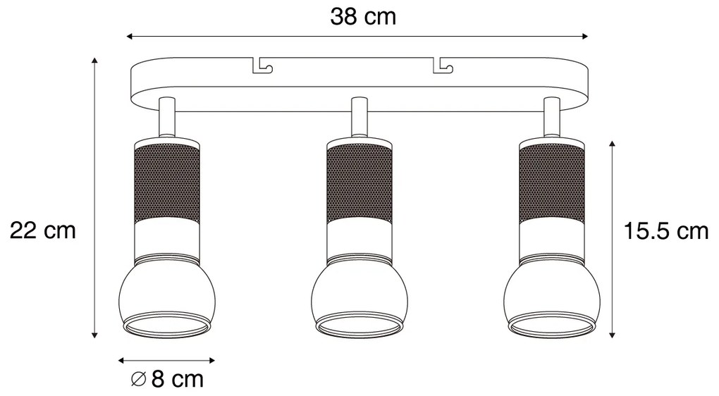 Afgeronde plafondSpot / Opbouwspot / Plafondspot donker brons 3-lichts draai- en kantelbaar - Veerle Modern GU10 ovaal Binnenverlichting Lamp