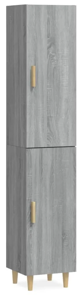 vidaXL Hoge kast 34,5x34x180 cm bewerkt hout grijs sonoma eikenkleurig
