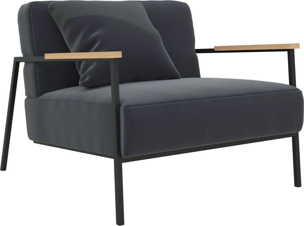 Studio HENK Co fauteuil met zwart frame Halling 65-190 armleuning hout