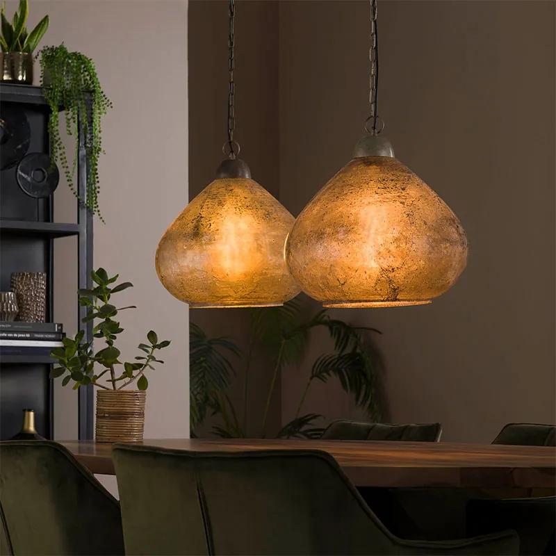 Stone Sphere Hanglamp 2 Lichts Druppel | Kalfort | Glas | Grijs & Zwart   | Cavetown